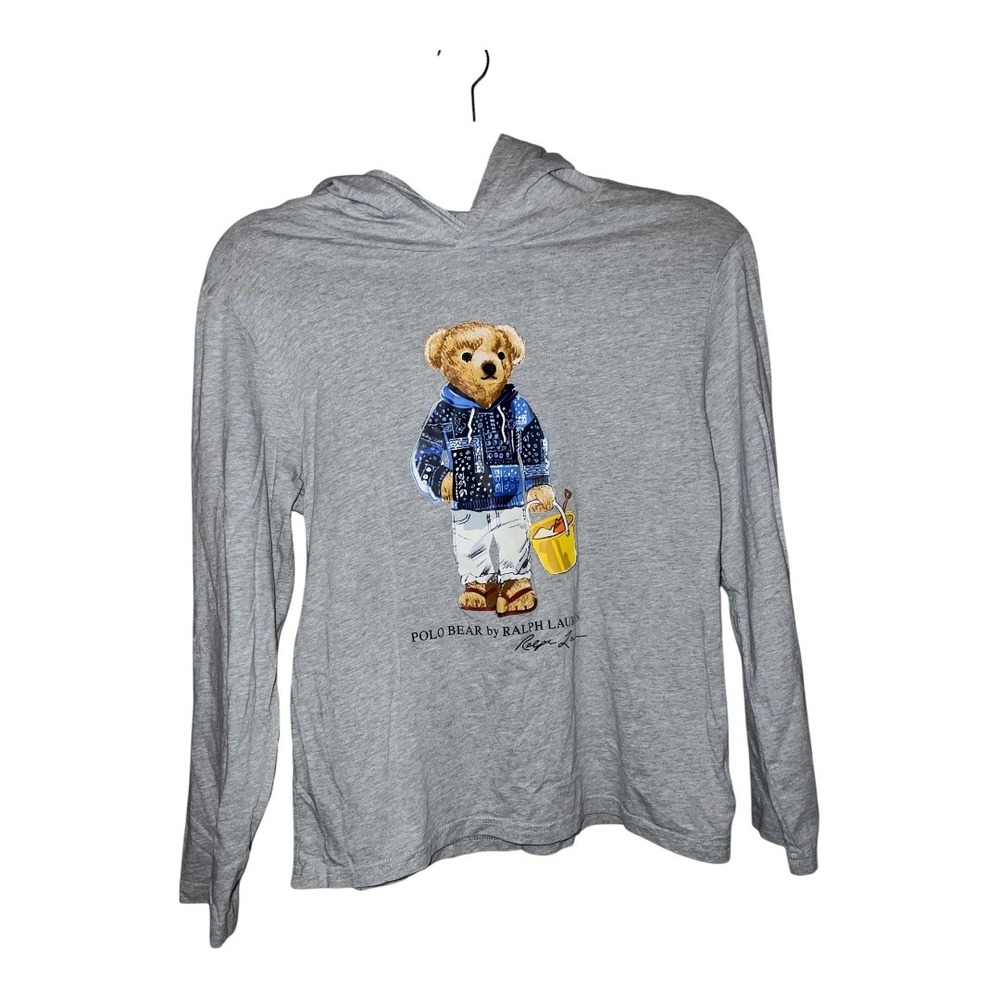 Polo Ralph Lauren Kids Grey Bear Graphic Long Sleeve Hoodie L(14-16) - Picture 7 of 7